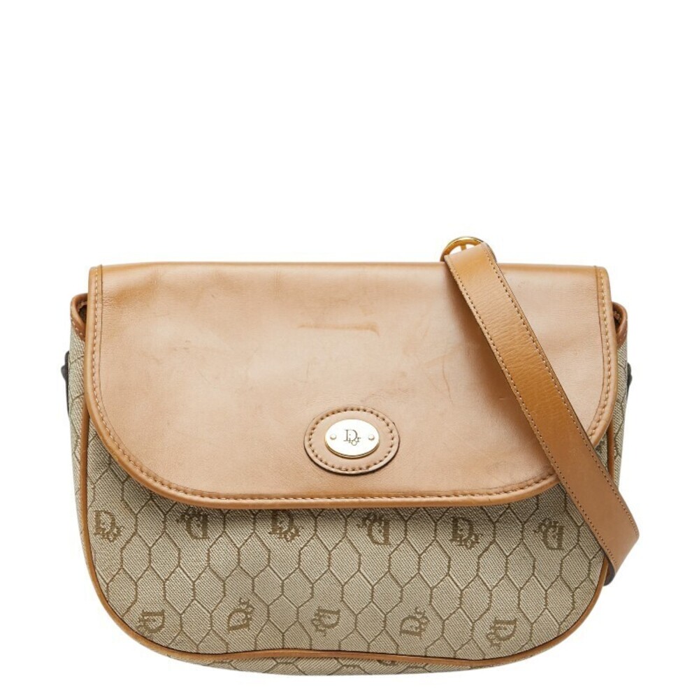 Christian Dior Honeycomb Crossbody Bag Beige Cream Leather